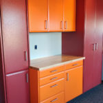 Custom Garage Cabinets Red and Orange