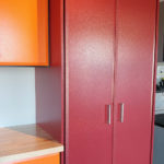 Custom Garage Cabinets Red and Orange Tall Cabinet