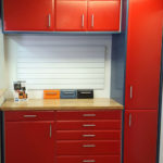 Custom Garage Cabinets Red and Blue